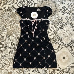 Princess Polly DANBURY RIBBON MINI DRESS BLACK